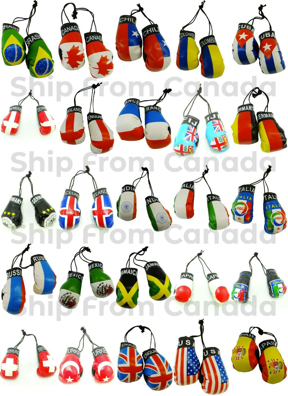 High Quality Country Flag Mini Boxing Gloves - Rear View Mirror Gloves - New
