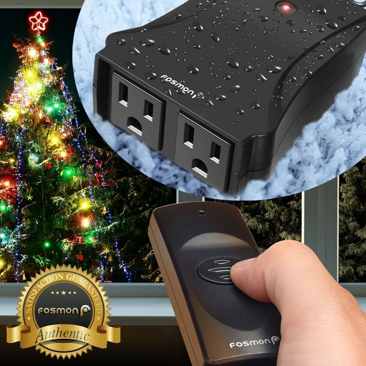 Weatherproof Outdoor Light Wireless Remote Control 2 Outlet Power Switch Plug