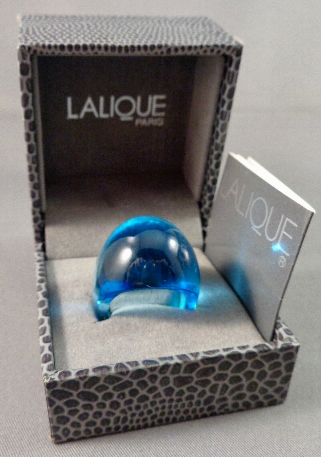 Peacock Blue Lalique Bague Gourmande Ring Original Box Signed Lovely Look