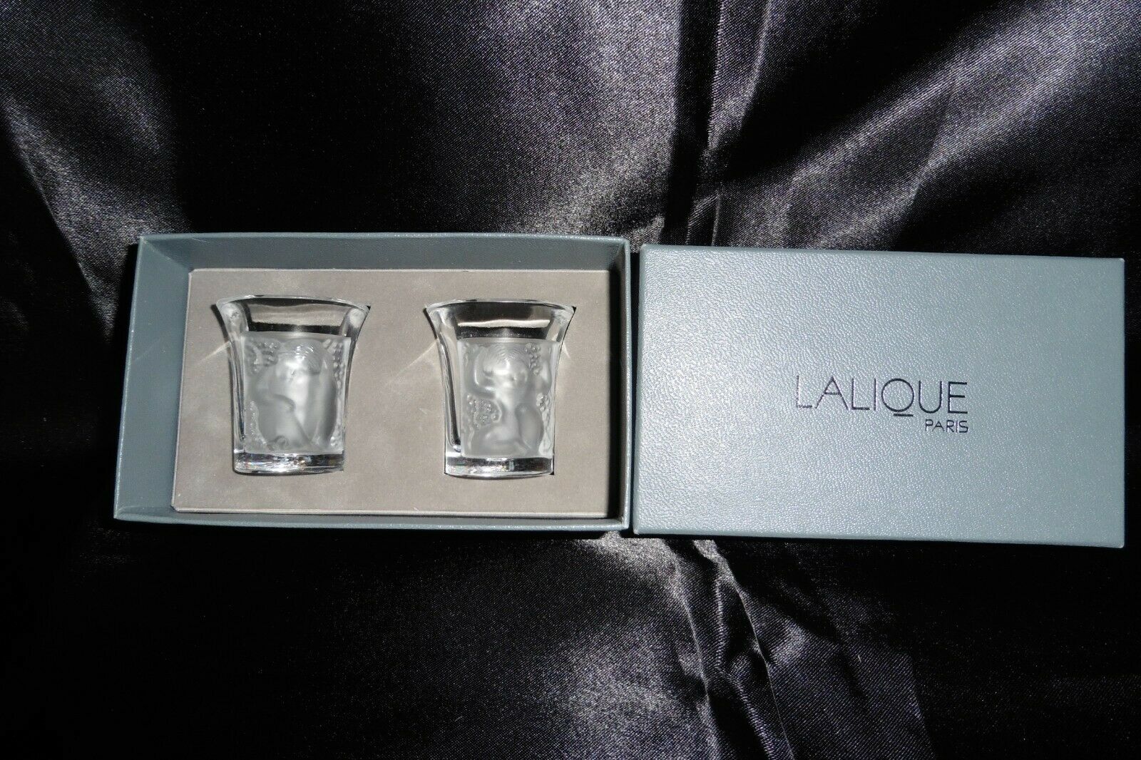 Lalique Enfants Liquor Crystal Shot Glasses - Pair - Signed France