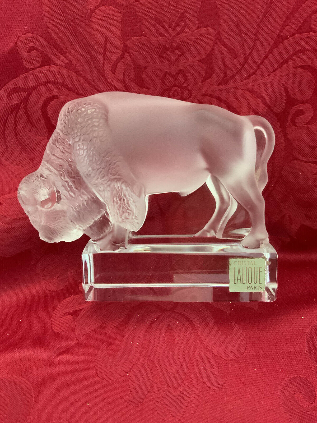 Flawless Stunning Lalique France glass Satin Crystal Water Buffalo Bison Figure