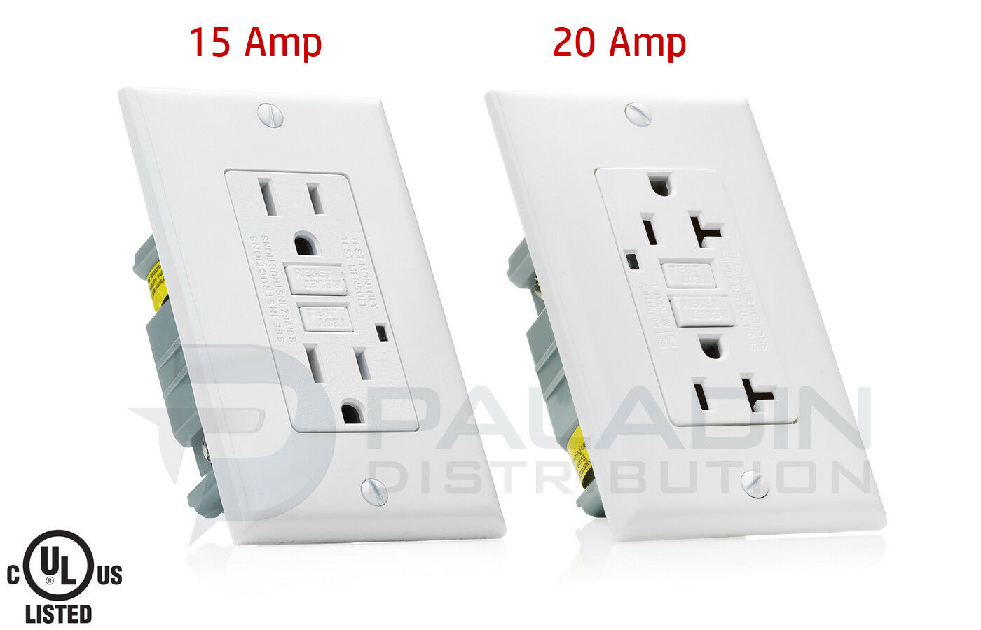 15a / 20a Amp Gfci Gfi Safety Outlet Receptacle W/ Wall Plate - White, Ul Listed