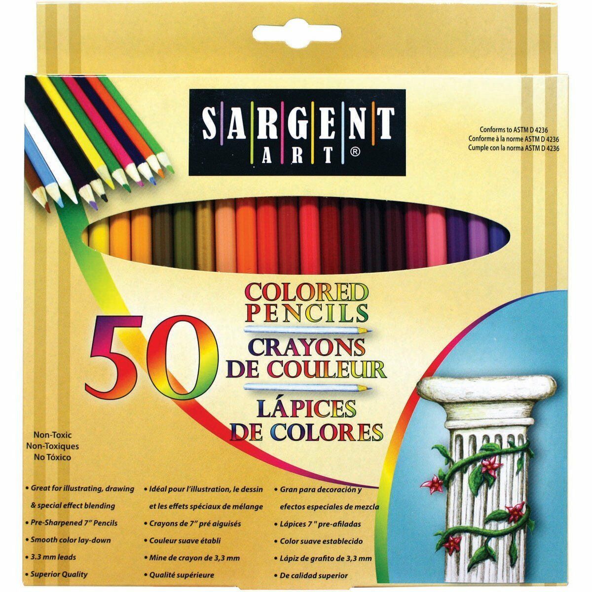 Sargent Art Premium Coloring Pencils, Pack Of 50 Assorted Colors, 22-7251