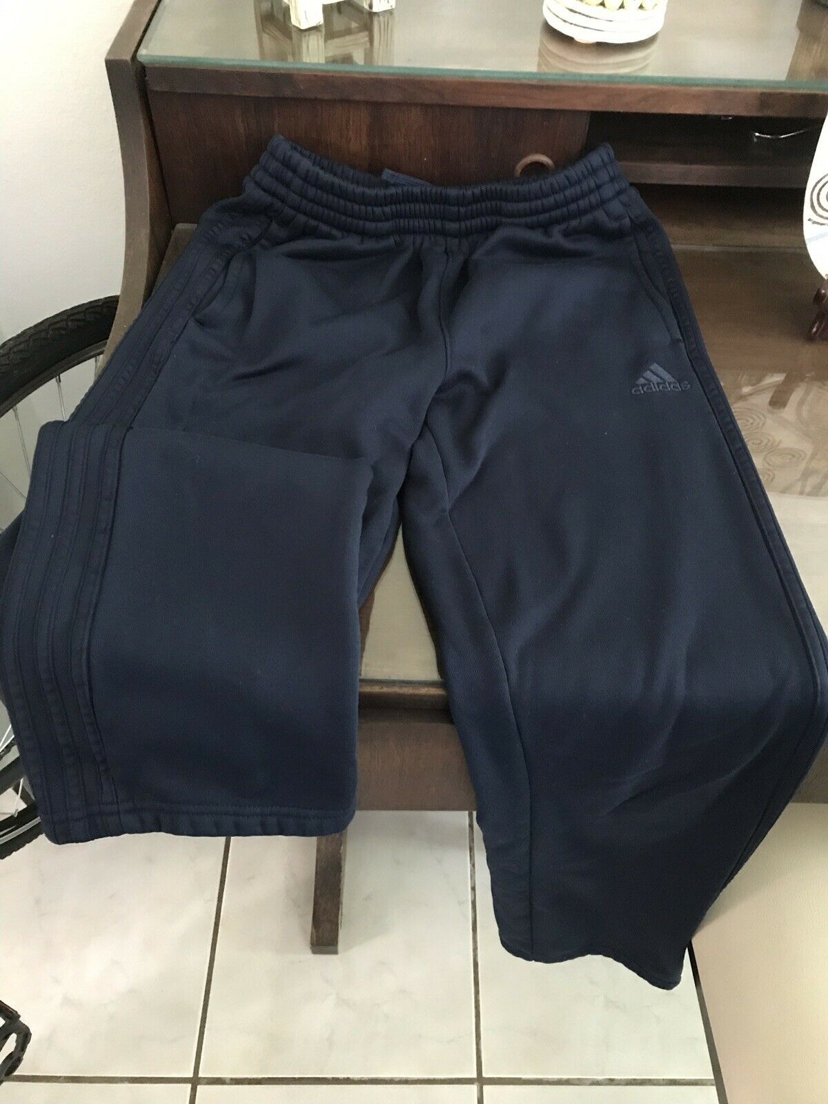 Adidas Long Sweatpants Youth Large 14-16 Dark Blue, Unisex - Euc
