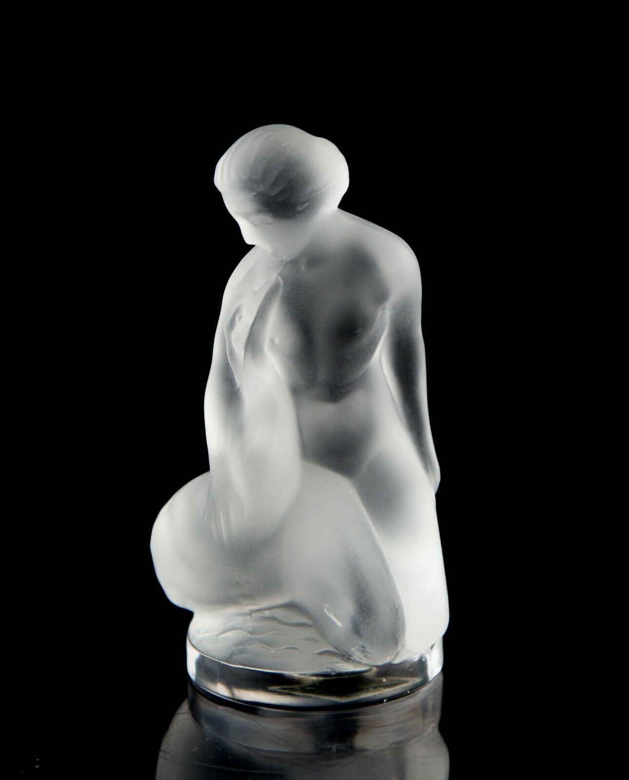 Lalique Leda & Swan Figurine Crystal Paperweight Vintage Frosted Glass France