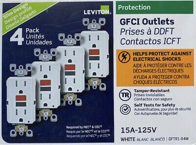 Leviton Gftr1-r4w Gfi Gfci 15a Tamper Resistant White 4-pack New