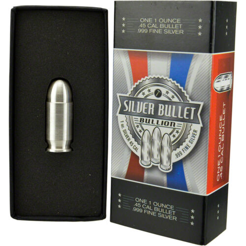 1 Oz Silver Bullet .45 Caliber - .999 Fine In Gift Box